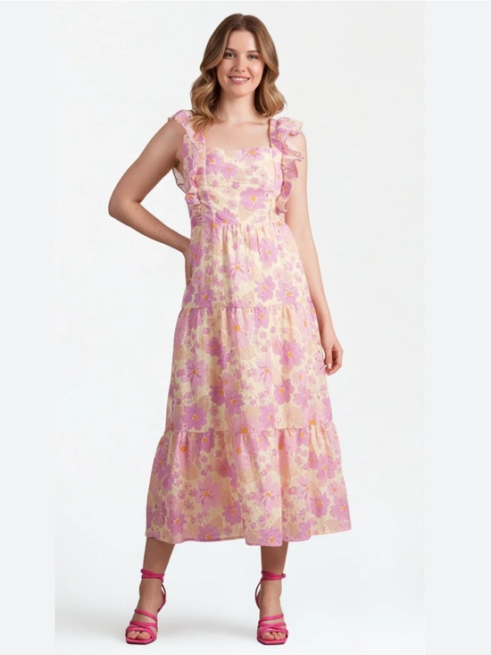 Yas Dresses & Skirts - YAS pink/yellow floral dress Small